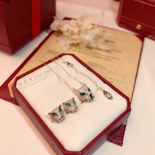 Cartier飾品 最新火爆款 卡地亞豹子 祖母綠寶石項鏈  zgk1224